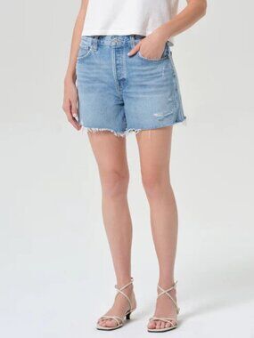 Agolde Parker Long Cutoff Denim Short (Size 28)